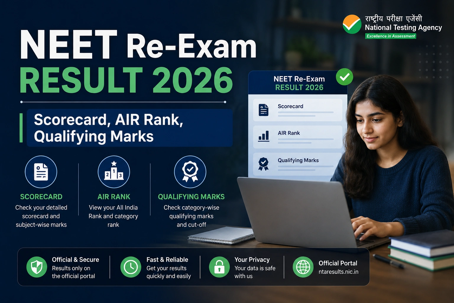 NEET Re-Exam Result 2026: Scorecard, AIR Rank, Qualifying Marks